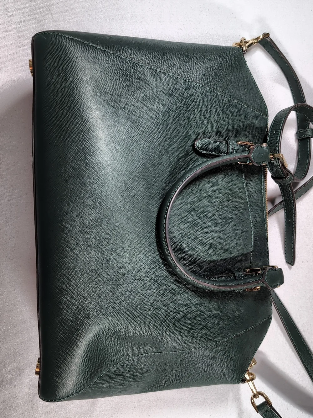 Michael Kors Dark Green Saffiano Leather Satchel